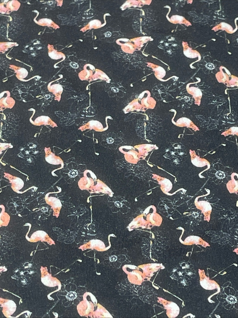 Bugatchi OooCotton 8 Way Tech Black Polo with Pink Flamingo Motif Size Large - Picture 16 of 16